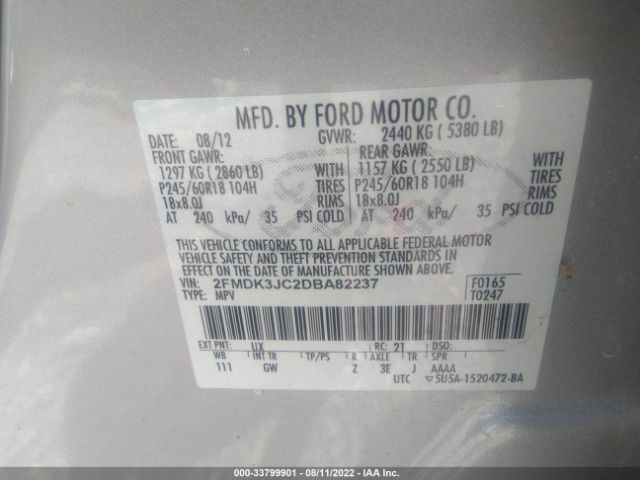 Photo 8 VIN: 2FMDK3JC2DBA82237 - FORD EDGE 