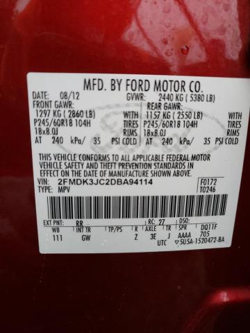 Photo 12 VIN: 2FMDK3JC2DBA94114 - FORD EDGE 