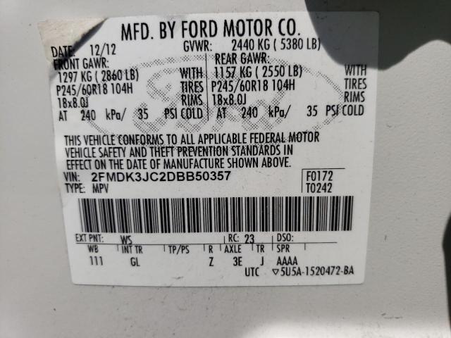 Photo 11 VIN: 2FMDK3JC2DBB50357 - FORD EDGE SEL 