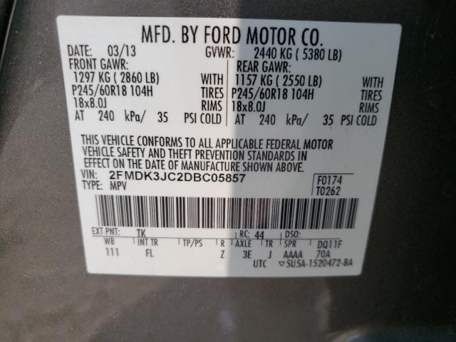 Photo 9 VIN: 2FMDK3JC2DBC05857 - FORD EDGE SEL 