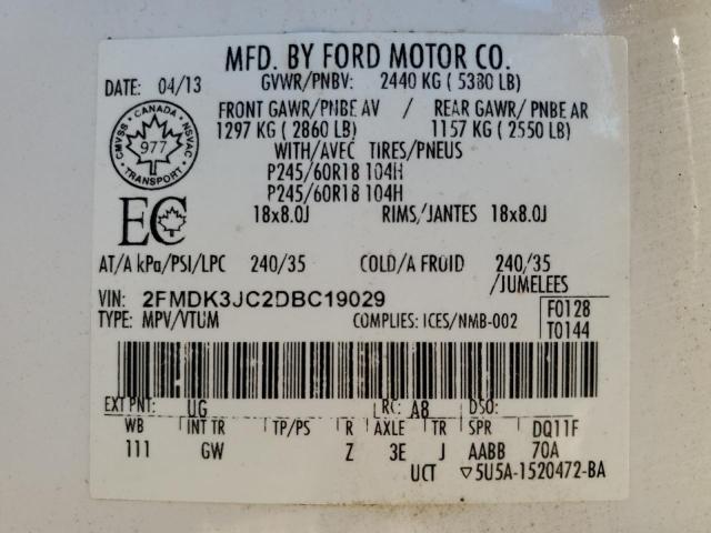 Photo 12 VIN: 2FMDK3JC2DBC19029 - FORD EDGE 