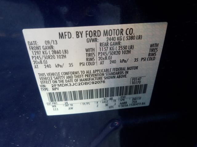 Photo 9 VIN: 2FMDK3JC2DBC92076 - FORD EDGE SEL 