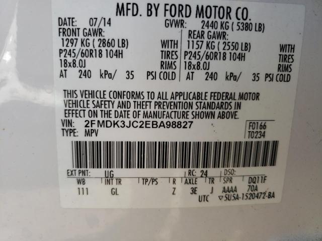 Photo 12 VIN: 2FMDK3JC2EBA98827 - FORD EDGE SEL 