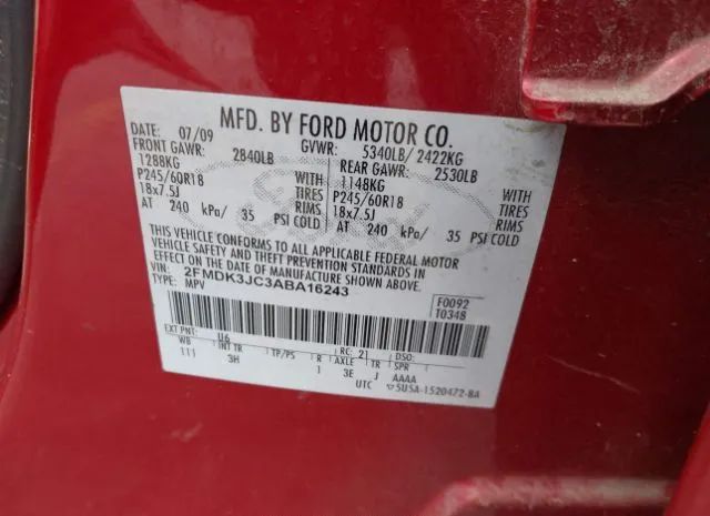 Photo 8 VIN: 2FMDK3JC3ABA16243 - FORD EDGE 