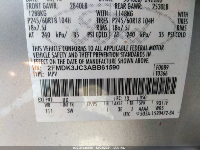 Photo 8 VIN: 2FMDK3JC3ABB61590 - FORD EDGE 