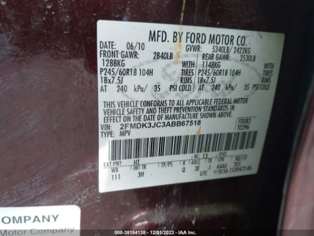 Photo 8 VIN: 2FMDK3JC3ABB67518 - FORD EDGE 