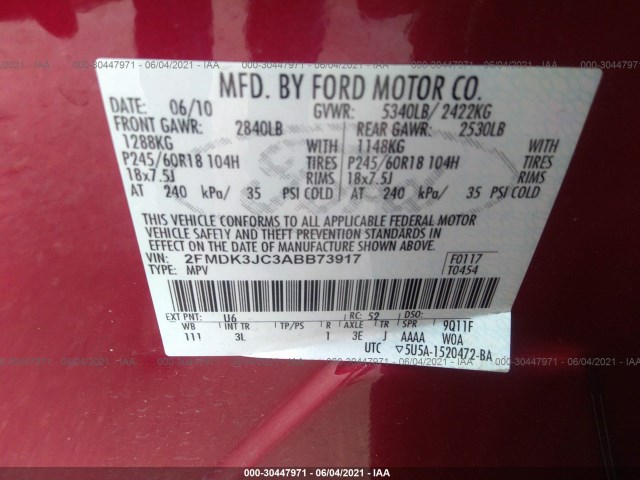 Photo 8 VIN: 2FMDK3JC3ABB73917 - FORD EDGE 