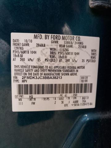 Photo 9 VIN: 2FMDK3JC3BBA38213 - FORD EDGE SEL 