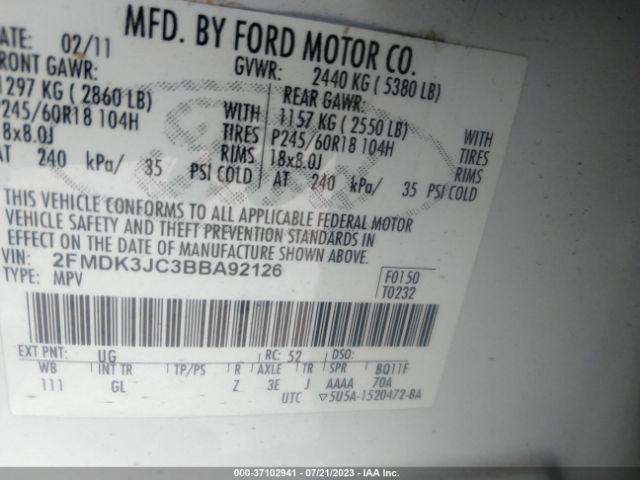 Photo 8 VIN: 2FMDK3JC3BBA92126 - FORD EDGE 