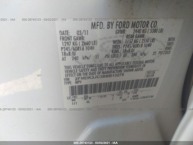 Photo 8 VIN: 2FMDK3JC3BBB13279 - FORD EDGE 