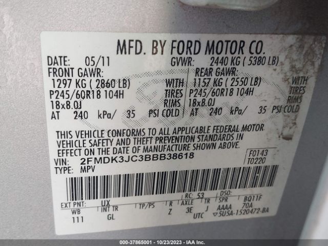 Photo 8 VIN: 2FMDK3JC3BBB38618 - FORD EDGE 