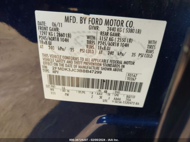 Photo 8 VIN: 2FMDK3JC3BBB47299 - FORD EDGE 