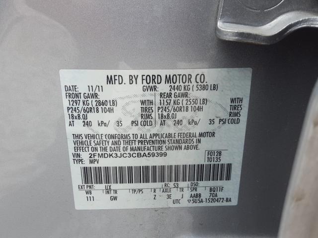 Photo 9 VIN: 2FMDK3JC3CBA59399 - FORD EDGE SEL 