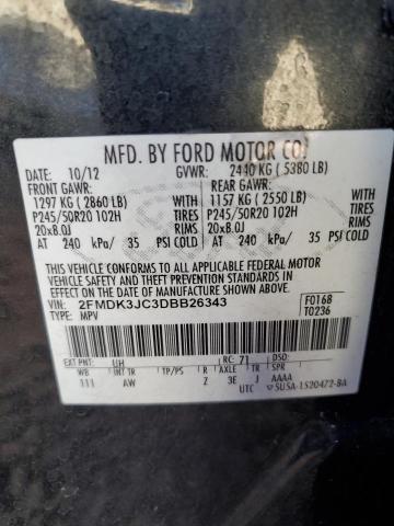 Photo 12 VIN: 2FMDK3JC3DBB26343 - FORD EDGE SEL 