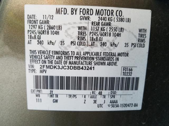 Photo 9 VIN: 2FMDK3JC3DBB43241 - FORD EDGE SEL 