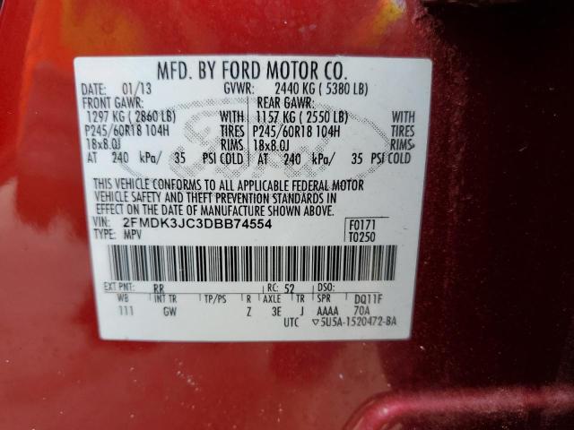 Photo 12 VIN: 2FMDK3JC3DBB74554 - FORD EDGE SEL 