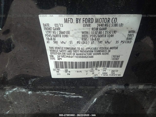 Photo 8 VIN: 2FMDK3JC3DBB82346 - FORD EDGE 