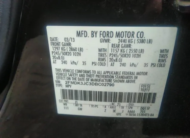 Photo 8 VIN: 2FMDK3JC3DBC02790 - FORD EDGE 