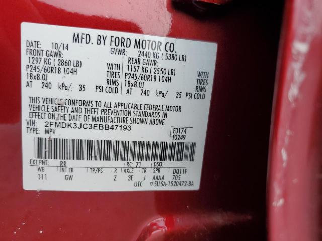 Photo 11 VIN: 2FMDK3JC3EBB47193 - FORD EDGE SEL 