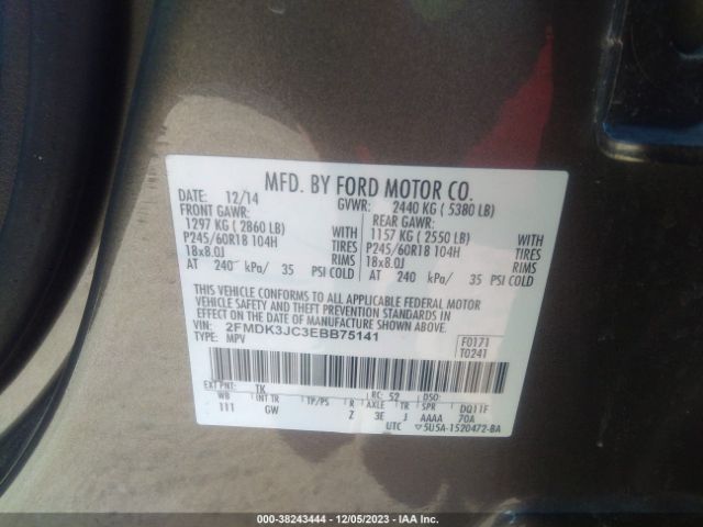 Photo 8 VIN: 2FMDK3JC3EBB75141 - FORD EDGE 