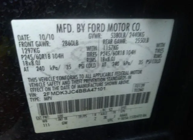 Photo 8 VIN: 2FMDK3JC4BBA47101 - FORD EDGE 