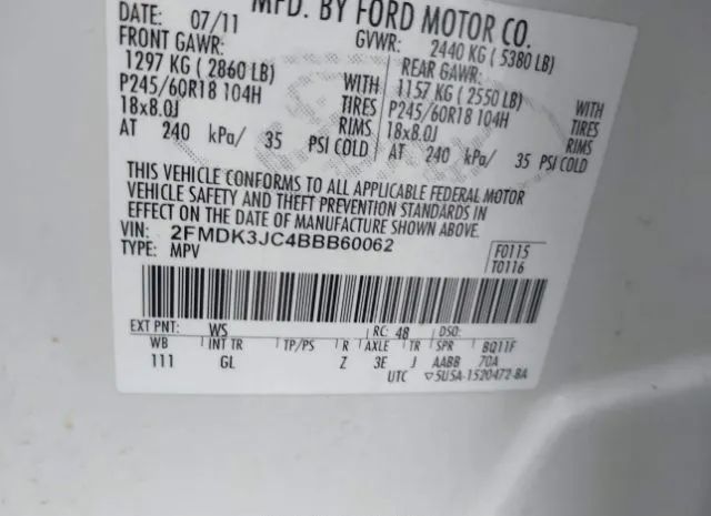 Photo 8 VIN: 2FMDK3JC4BBB60062 - FORD EDGE 