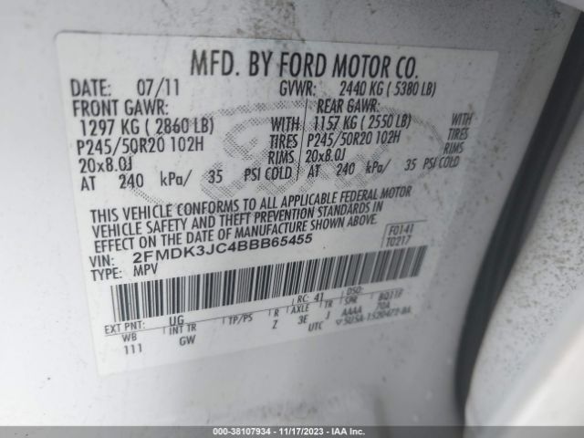 Photo 8 VIN: 2FMDK3JC4BBB65455 - HONDA ACCORD 