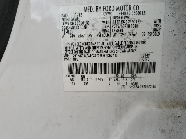 Photo 12 VIN: 2FMDK3JC4DBB43510 - FORD EDGE 