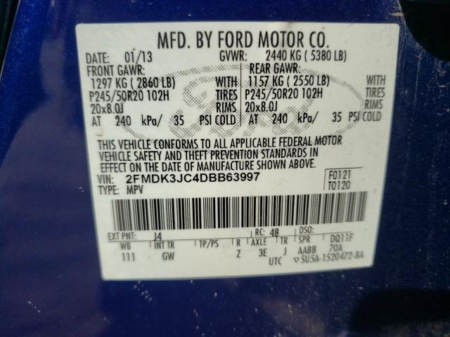 Photo 9 VIN: 2FMDK3JC4DBB63997 - FORD EDGE SEL 