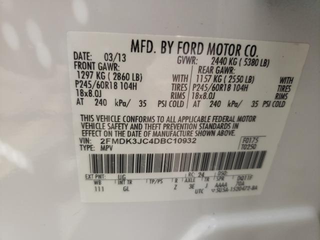 Photo 9 VIN: 2FMDK3JC4DBC10932 - FORD EDGE 