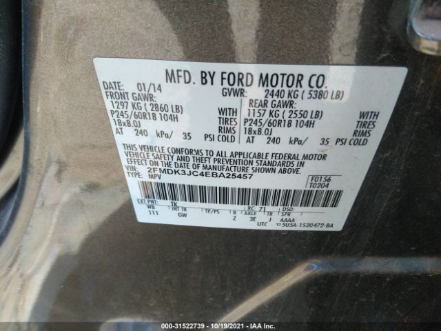 Photo 8 VIN: 2FMDK3JC4EBA25457 - FORD EDGE 