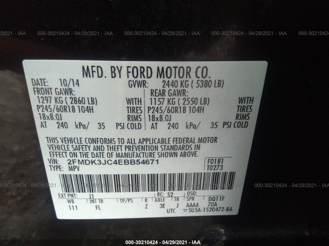 Photo 8 VIN: 2FMDK3JC4EBB54671 - FORD EDGE 