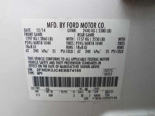 Photo 9 VIN: 2FMDK3JC4EBB74189 - FORD EDGE SEL 