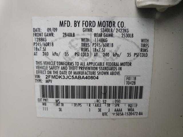 Photo 9 VIN: 2FMDK3JC5ABA40804 - FORD EDGE SEL 