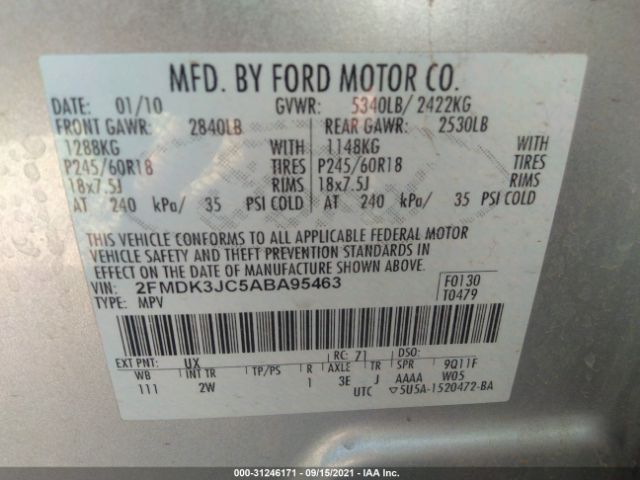 Photo 8 VIN: 2FMDK3JC5ABA95463 - FORD EDGE 