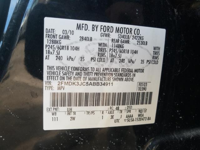 Photo 9 VIN: 2FMDK3JC5ABB34911 - FORD EDGE SEL 