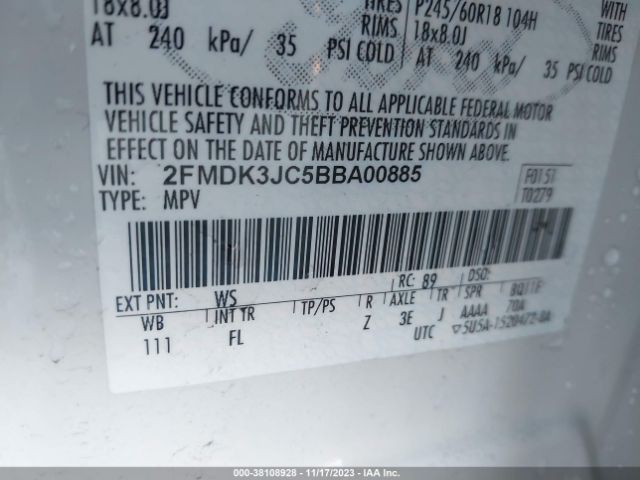 Photo 8 VIN: 2FMDK3JC5BBA00885 - FORD EDGE 