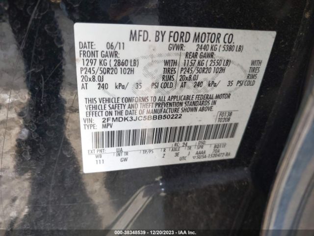 Photo 8 VIN: 2FMDK3JC5BBB50222 - FORD EDGE 