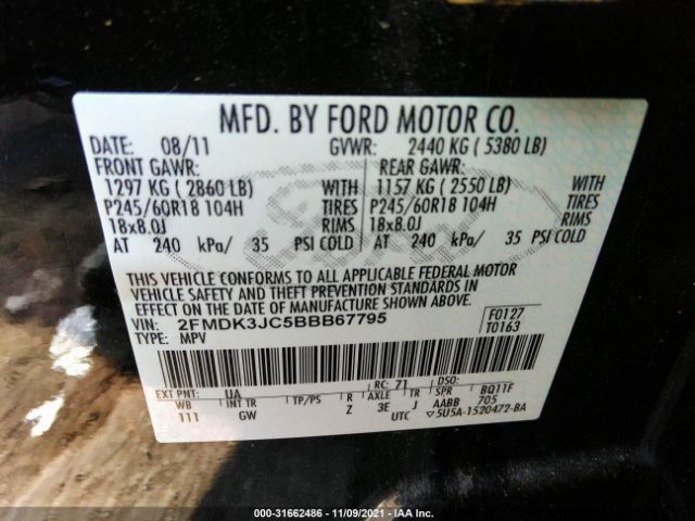 Photo 8 VIN: 2FMDK3JC5BBB67795 - FORD EDGE 