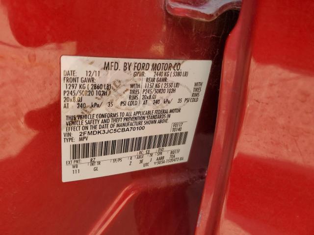 Photo 12 VIN: 2FMDK3JC5CBA70100 - FORD EDGE SEL 