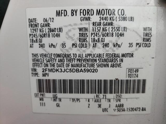 Photo 9 VIN: 2FMDK3JC5DBA59020 - FORD EDGE SEL 