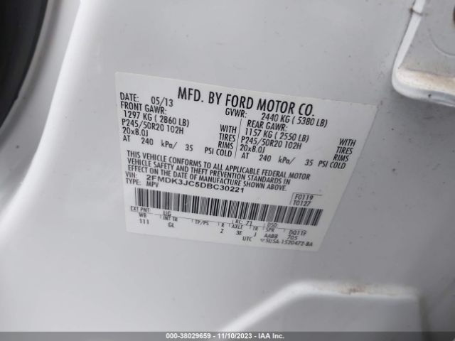 Photo 8 VIN: 2FMDK3JC5DBC30221 - FORD EDGE 