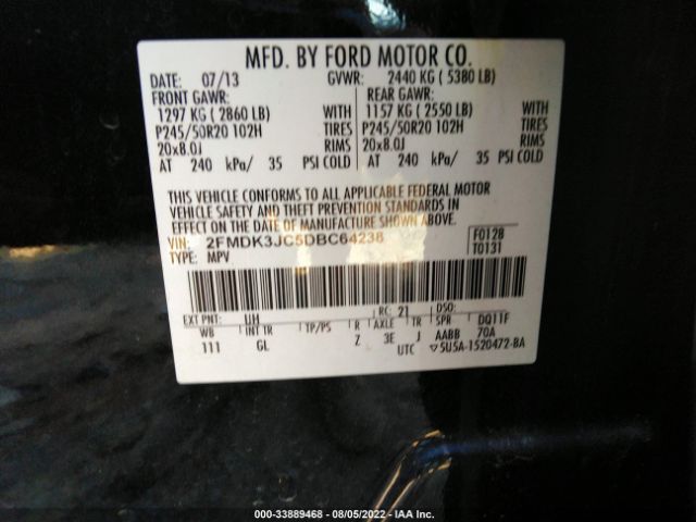 Photo 8 VIN: 2FMDK3JC5DBC64238 - FORD EDGE 