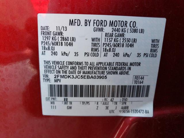 Photo 11 VIN: 2FMDK3JC5EBA03905 - FORD EDGE SEL 