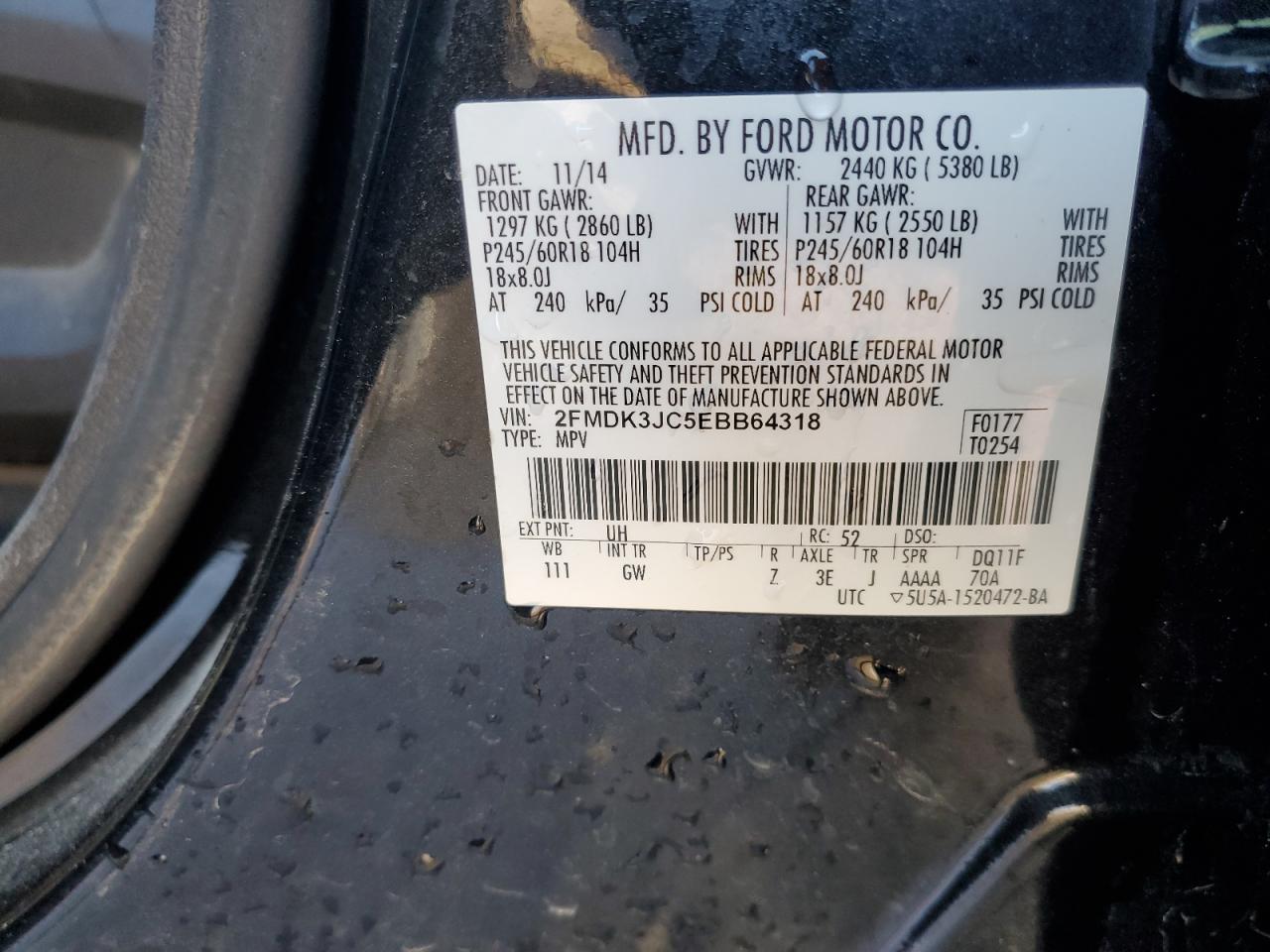 Photo 12 VIN: 2FMDK3JC5EBB64318 - FORD EDGE 