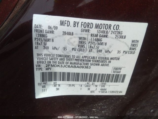 Photo 8 VIN: 2FMDK3JC6ABA09383 - FORD EDGE 