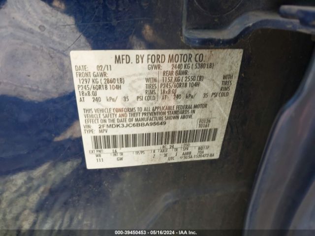 Photo 8 VIN: 2FMDK3JC6BBA95649 - FORD EDGE 