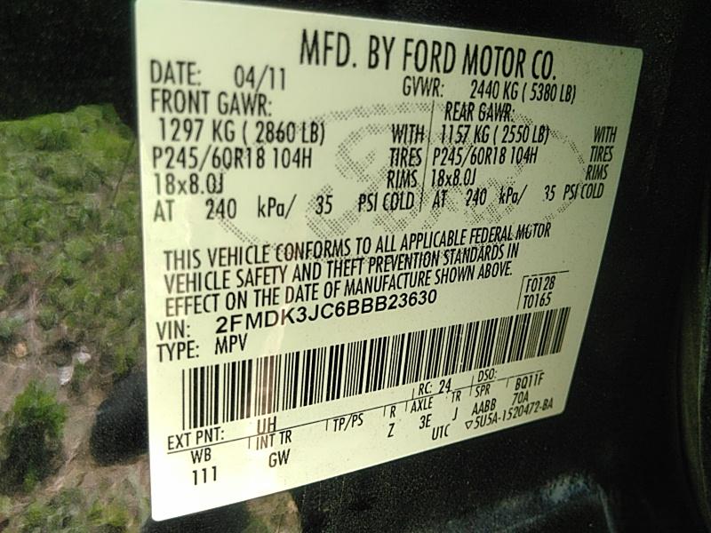 Photo 5 VIN: 2FMDK3JC6BBB23630 - FORD EDGE FWD V6 