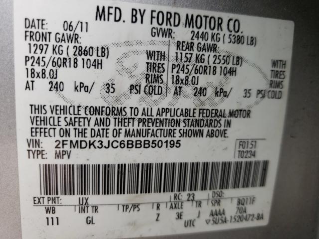 Photo 9 VIN: 2FMDK3JC6BBB50195 - FORD EDGE SEL 