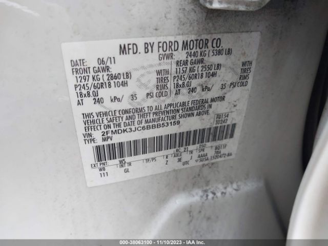 Photo 8 VIN: 2FMDK3JC6BBB53159 - FORD EDGE 